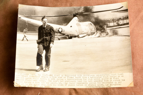 New York Floyd Bennett Field Helicopter Crash AP Wire Photo 1947 V37