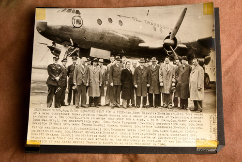 Howard Hughes & Senators TWA Constellation Photo AP Wire Photo 1947 V37