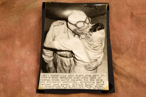 John Cobb Bonneville Salt Flats 403 MPH Speed Record 1947 AP Wire Photo V32