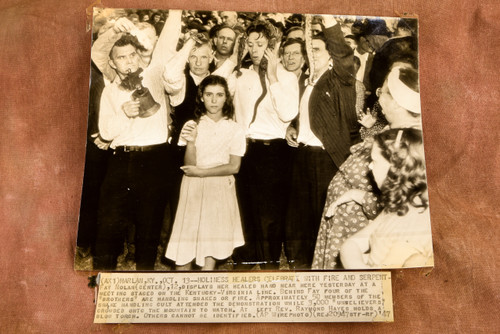 Snake Handling Worship Harlan KY Holiness Church 1947 AP Wire Photo V39