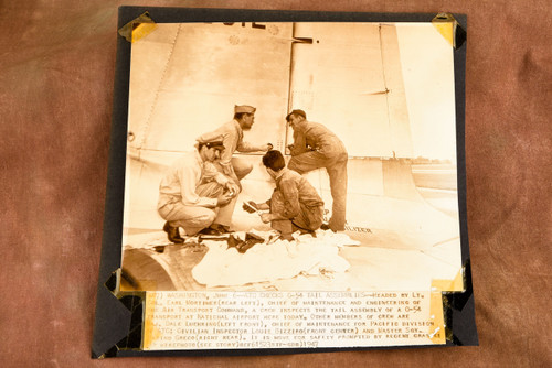 Army Air Forces C-54 Transport Tail Inspection Washington 1947 AP Wire Photo V33