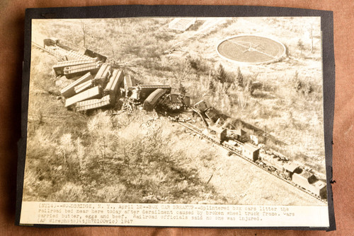 Woodbridge NY Box Car Derailment Aerial View 1947 AP Wire Photo V34