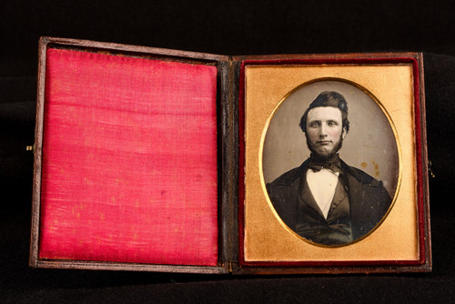 1840s 1/6 Plate Daguerreotype Photo Dashing Gentleman Chin Curtain Beard V30