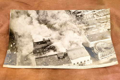 Coney Island Amusement Park Fire Aerial New York 16x10⅜" 1947 AP Wire Photo V34