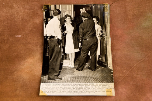 Brooklyn Trust Strike Protest 1947 AP Wire Photo Handcuffed Pickets 6¼x8¾ V39