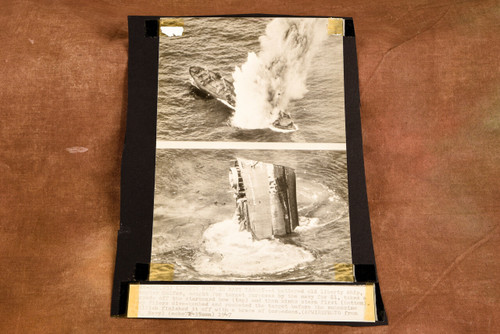 Liberty Ship Shuyler Colfax Navy Target Sinking 7x8¾ 1947 AP Wire Photo V38