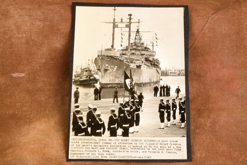 USS Mount Olympus Returns From Antarctic Expedition 5¼x7⅜ 1947 AP Wire Photo V33