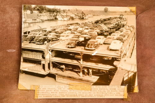 706 New Cars Trucks on Triple-Deck Ohio River Barges 8x6 1947 AP Wire Photo V35