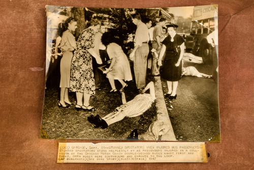 Chicago Double-Decker Bus Crash Injured Passengers 1947 AP Wire Photo V30