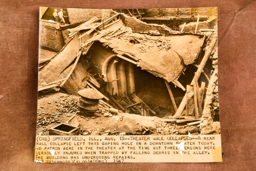 Springfield IL Theater Wall Collapse 6¼x5½ 1947 AP Wire Photo V39