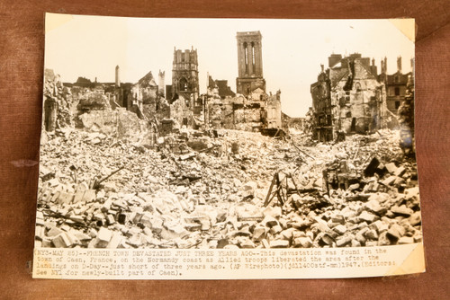 Caen France WWII D-Day Destruction 8¾x6¼ 1947 AP Wire Photo V32