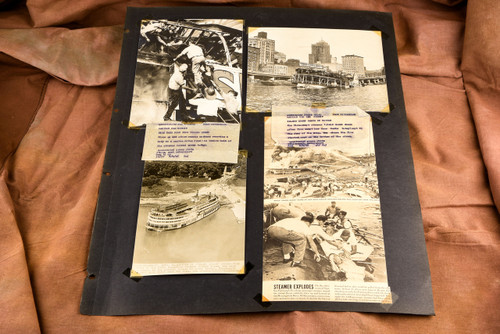 Island Queen Steamer Boat Fire Disaster 18¾x23 1947 AP Wire Photo Display V35