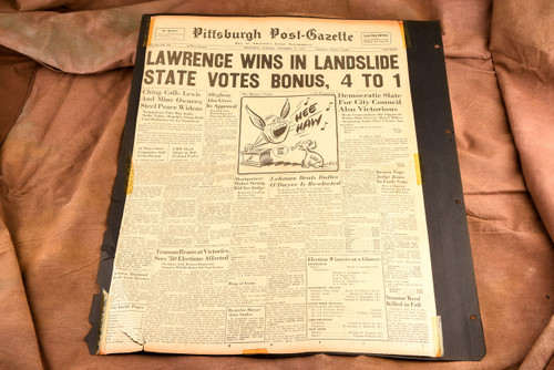 Lawrence Wins Pittsburgh Mayoral Election 1949 Newspaper Display Page 18¾x23 V31