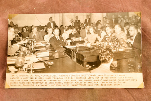 Elliott Roosevelt Howard Hughes Senate Hearing 9x5⅛ 1947 AP Wire Photo V39
