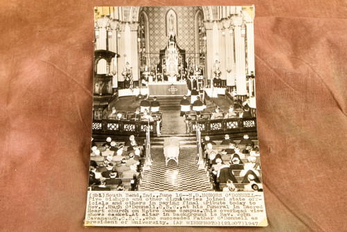 Notre Dame President J Hugh O'Donnell Funeral 6½x9⅛ 1947 AP Wire Photo V30