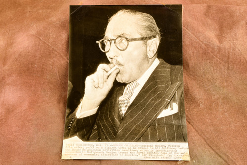 Adolphe Menjou HUAC Hollywood Communism Testimony 6x8¾ 1947 AP Wire Photo V35