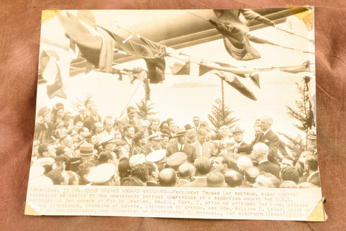 President Truman Rio Defense Conference Brazil 9⅜x7¼ 1947 AP Wire Photo V37