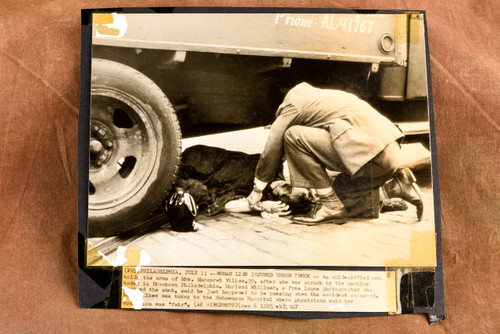 Woman Trapped Under Truck Philadelphia Accident 1947 6⅞x6 AP Wire Photo V33