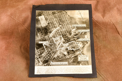 Texas City Disaster Explosion Aerial Map 6½x7½ 1947 AP Wire Photo V36