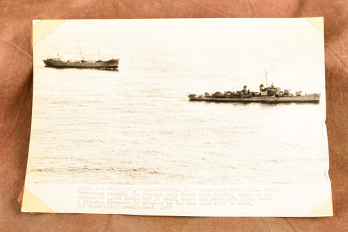 WWII Funeral Ship Honda Knot Returns 3,028 War Dead 1947 9⅛x6⅜ AP Wire Photo V38