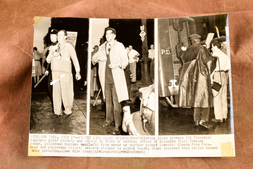 Brooklyn Trust Strike Picket Clash New York 1947 8⅝x6⅛ AP Wire Photo V39