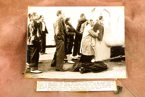 69 Rescued Bermuda Sky Queen Destroyed by Gunfire 8x6 1947 AP Wire Photo V37