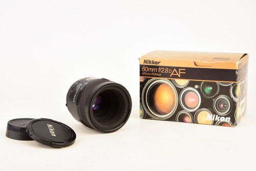 Nikon AF Micro Nikkor 60mm f/2.8D Macro Lens with Box & Caps AS-IS V22