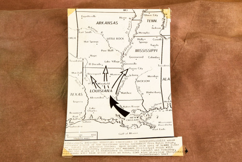 1947 Hurricane Track Louisiana Mississippi Map 5⅞x8¾ 1947 AP Wire Photo V35