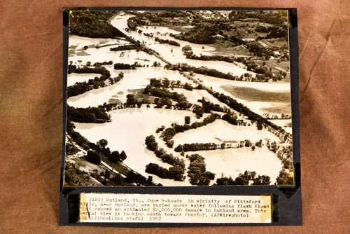 Rutland Vermont Flash Flood Aerial 6½x6¼ 1947 AP Wire Photo V33