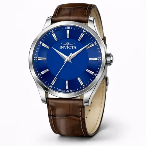 Invicta Celestial Men's Watch 43mm Brown Leather Strap Blue Face 50459 NEW