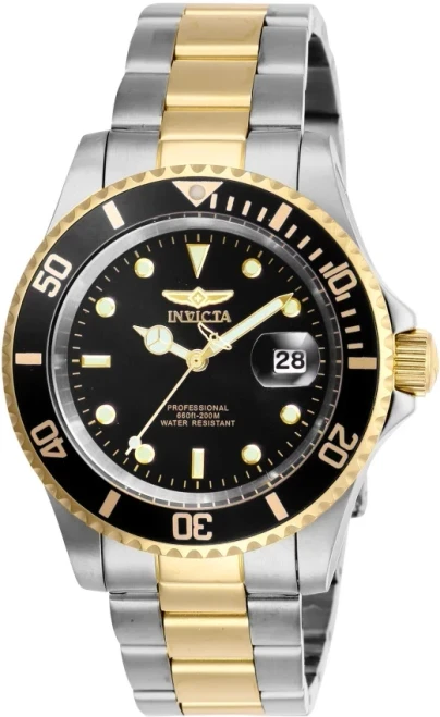 Invicta Pro Diver Stainless Steel Men's Quartz Watch 2 Tone Black Face 26973 NEW
