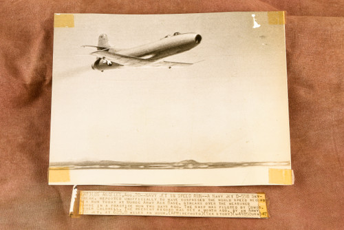 Navy D-558 Sky-Streak in Record Speed Run Muroc CA 7⅞x6 1947 AP Wire Photo V32