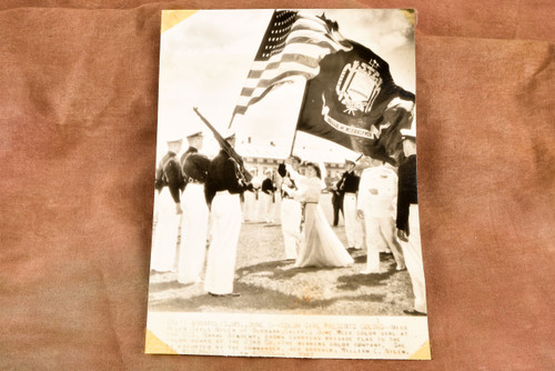 June Week Color Girl Presents Brigade Flag Annapolis 6¼x8⅞ 1947 AP Wire Photo V35