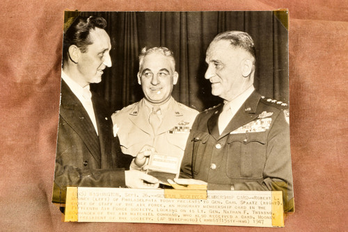 Gen Carl Spaatz Nathan Twining Air Force Society DC 7⅜x7¼ 1947 AP Wire Photo V36