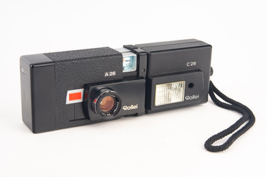 Rollei A26 126 Film Camera with Sonnar 40mm Lens & C26 Flash AS-IS