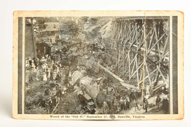 1903 RPPC 5½x3½'' - Train Wreck of the Old 97 Danville, Virginia