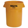 Vented Round Brute Container, 32 Gal, Plastic, Yellow