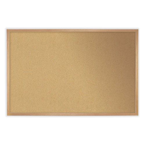 Natural Cork Bulletin Board With Frame, 96.5 X 48.5, Tan Surface, Natural Oak Frame