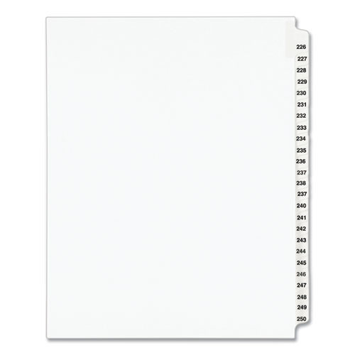 Preprinted Legal Exhibit Side Tab Index Dividers, Avery Style, 25-tab, 226 To 250, 11 X 8.5, White, 1 Set, (1339)