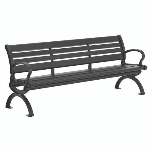 Aluminum Bench With Back, 73 X 22.75 X 30.75, Black