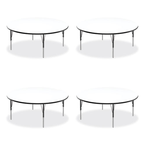 Markerboard Activity Tables, Round, 60" X 19" To 29", White Top, Black/silver Legs, 4/pallet