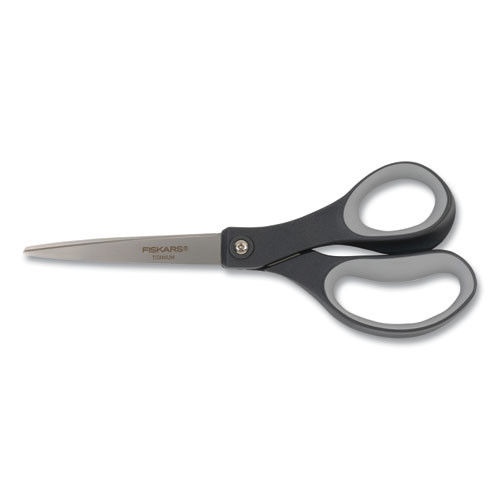 Everyday Titanium Softgrip Scissors, 8" Long, 3.1" Cut Length, Straight Dark Gray Handle