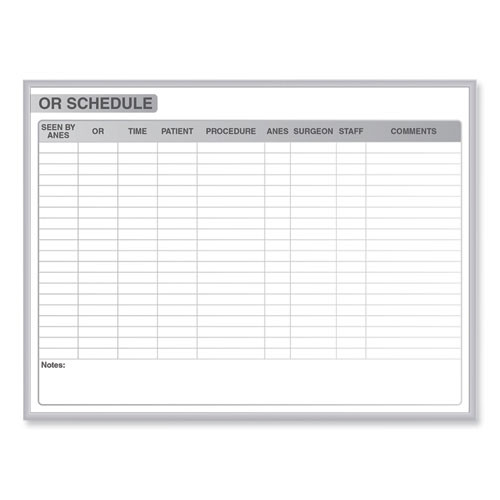 Or Schedule Magnetic Whiteboard, 96.5 X 48.5, White/gray Surface, Satin Aluminum Frame