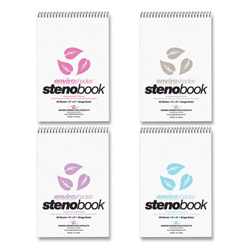 Enviroshades Steno Pad, Gregg Rule, White Cover, 80 Assorted Color 6 X 9 Sheets, 24 Pads/carton