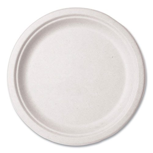 Molded Fiber Tableware, Compostable, Plate, 10" Dia, White, 500/carton