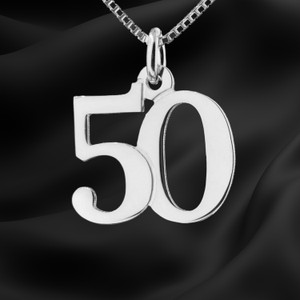 number 50 pendant charm necklace, golden 50th anniversary charm, 50th birthday charm, uniform number charm, 50 years milestone charm, the big 5-0 birthday