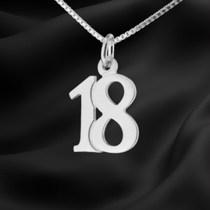 number 18 pendant charm necklace, 18th anniversary charm, 18th birthday charm, uniform number charm, 18th year milestone charm, 925 solid sterling silver