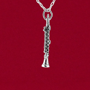 925 sterling silver clarinet 3D charm pendant