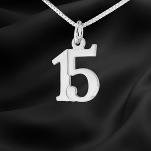 number 15 pendant charm necklace, 15th anniversary charm, 15th birthday charm, uniform number charm, 15th year milestone charm, quinceañera birthday, quince birthday