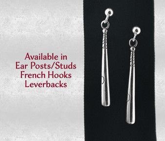 925 sterling silver baseball or softball bat charm earrings